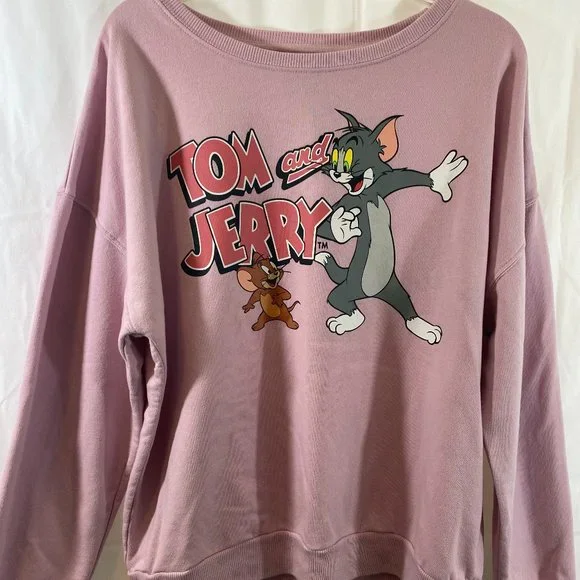 Tom and Jerry Pink Long Sleeve Pullover Sweatshirt EUC Women's Size XXL - Picture 7 of 12